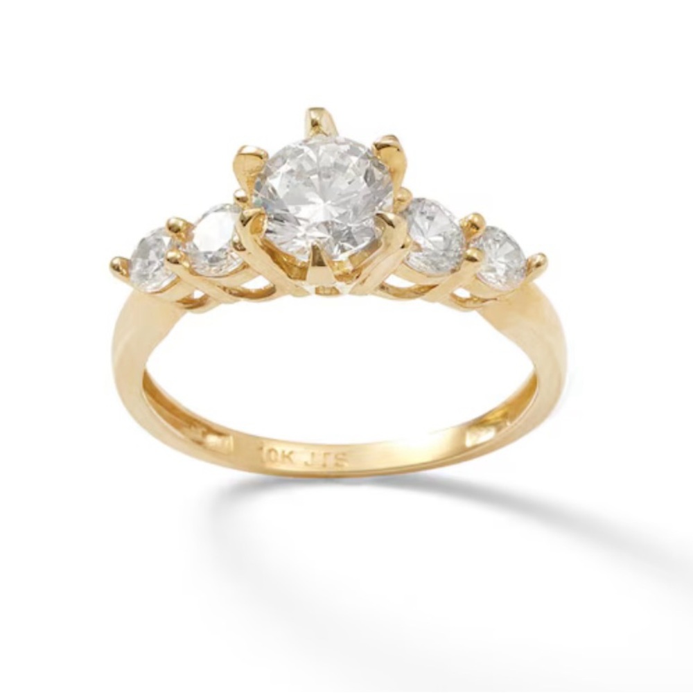 10K Gold Cubic Zirconia Engagement Ring